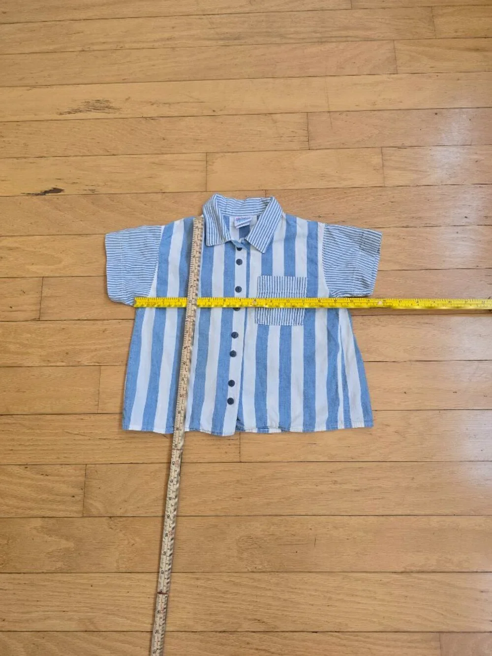 Vintage 80s | OshKosh B'Gosh Blue Stripe Short Sleeve Button Up Shirt Toddler